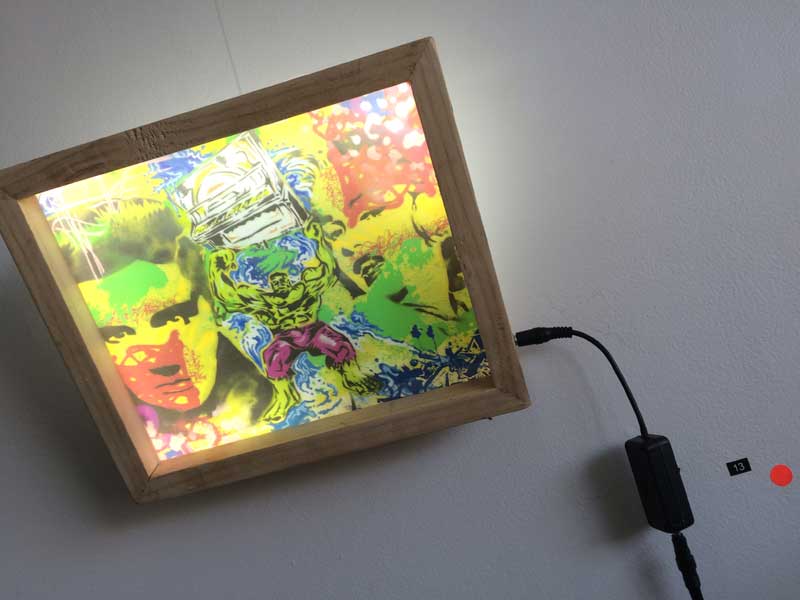 Low power LED light box work, wall mounted art and lighting combined
